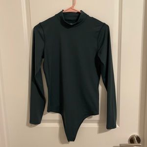 High neck green Abercrombie long sleeve bodysuit